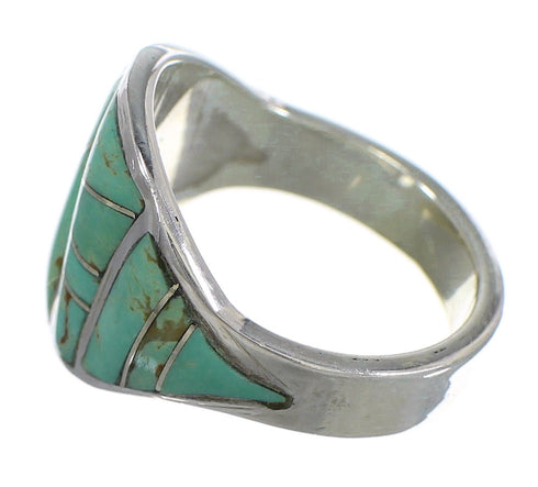 Genuine Sterling Silver Turquoise Inlay Southwest Ring Size 7-1/2 QX84137